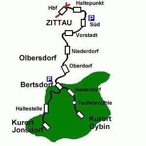 Mapa Žitavské úzkokolejky