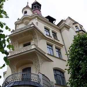 Riga - dům na ulici Střelců čp. 9 (1903 Konstantīns Pēkšēns), dnes Rižské muzeum secese
