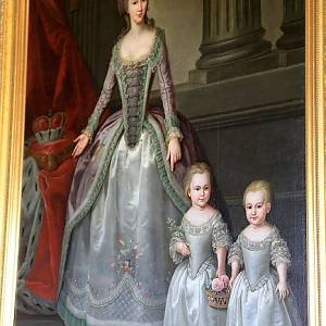 Rundāle - zámek, obraz vévodkyně Dorothey a jejích dcer Kateřiny Vilemíny a Paulíny