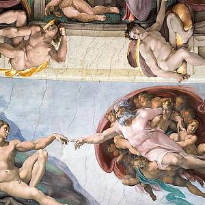 Vatikánská muzea, Sixtýnská kaple, freska Stvoření Adama