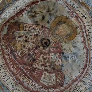Cilkani - chrám Panny Marie, freska Krista v kupoli