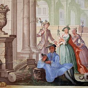 Rožďalovice - zámek, detail rokokové malby