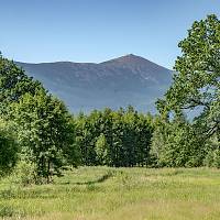 Bukovník - zámek, park s pohledem na Sněžku (Bukowiec - pałac, park z widokiem na Śnieżkę)