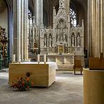 Kolín - chrám sv. Bartoloměje, oltářní část presbytáře (2025)