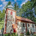 Aldašín - kostel sv. Jiří, pohled od jihozápadu (2019)
