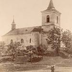 Lošany - původní kostel sv. Jiří (foto Jansta Kolín kolem roku 1891, SOkA Kolín)