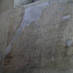Velim - kostel sv. Vavřince, znovuobjevený nápis o vysvěcení kostela z roku 1408 (2015)