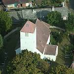 Kbel - Kostel Nanebevzetí Panny Marie z letadla, pohled od západu (2008)
