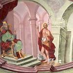 Kolín - kostel sv. Jana Křtitele, nástropní freska sv. Jana Křtitele před Herodem (2007)