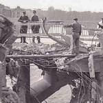 Kolín - Mqasarykův most po bombardování na konci 2. světové války (1945)