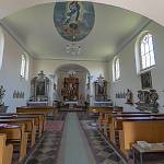Veltruby - kostel Nanebevzetí Panny Marie, pohled z podkruchtí (2018)