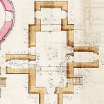 Kounice - kostel sv. Jakuba Většího, plán původní stavby od Jana Vaclava Smutného z roku 1798 (Regionální muzeum v Kolíně)