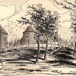 Hradešín - kostel sv. Jiří (1934, kresba Jaroslava Štičky)