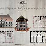 Polní Voděrady - zámek, plán na nerealizovanou přestavbu (1806, architekt Matěj Čermák, Podlipanské muzeum Český Brod)