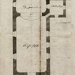 Ohaře - půdorys původního kostela sv. Jana Nepomuckého (1844, Florián Müller, SOkA Kolín)