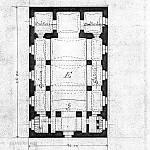Ohaře - kostel sv. Jana Nepomuckého, půdorys v úrovni 1. patra (1920, Jan Sklenář, SOkA Kolín)