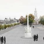 Kostelec nad Černými lesy - jeden ze soutěžních návrhů na obnovu sloupu na rekonstruovaném náměstí (2013)