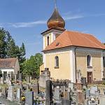 Ždánice - kostel sv. Havla, pohled ze hřbitova od jihozápadu (2018)