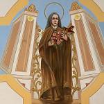 Rasochy - kostel sv. Havla, sv. Tereza na stropu lodi kostela (2015)