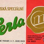 Kolín - pivovar, etiketa Perla