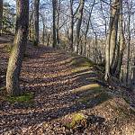 Doubravčice - hrad Šember, pozůstatky hradby na jižní straně (2021)