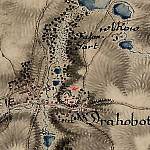 Drahobudice - valy tvrziště patrné na 1. vojenském mapování (© 1st Military Survey, Austrian State Military Archive, Vienna)
