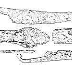 Lipany - archeologické nálezy, železné keltské předměty (kresba Rybová a Motyková, 1983)