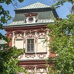 Svojšice - zámek, detail barokní výzdoby fasády (2020)