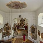 Stříbrná Skalice - kostel sv. Jana Nepomuckého, pohled z kruchty (2019)
