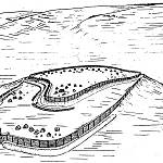 Klučov - hradiště, rekonstrukce podoby v 9. století (J. Kudrnáč)