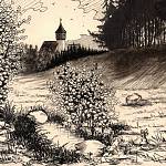 Kozojedy - kostel sv. Martina (1934, kresba Jaroslava Štičky)