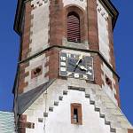 Vavřinec - kostel sv. Vavřince, detail věže (17. 9. 2011)