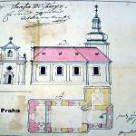 Lstiboř - kostel Nanebevzetí Panny Marie, plán přestavby z roku 1746 (SOA Praha)
