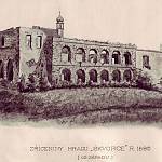 Škvorec - starý zámek vyobrazený v kronice městyse (1885)
