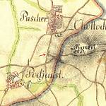 Pučery - mapa Prvního vojenského mapování (1784, © 1st Military Survey, Section No. xy, Austrian State ArchiveMilitary Archive, Vienna)