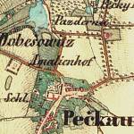 Červené Pečky - dvůr Amálka (Amalinhof) na mapě 2. vojenského mapování (© 2nd Military Survey, Section No. 0_9_VI, Austrian State Archive/Military Archive, Vienna