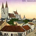 Kolín - pohled do ulice Politických vězňů před stavbou obchodního domu Merkur (cca 1905)