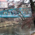 Kolín - lávka na Kmochův ostrov, pohled z východní části ostrova (2016)