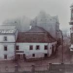 Kolín - pohled do Rubešovy ulice před výstavbou Masarykova mostu (před rokem 1920)