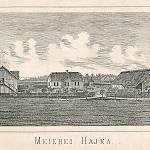 Ovčáry - dvůr Hájky na vyobrazení v katalogu k Horského výstavě (1873, František Sudek)