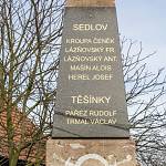 Sedlov - památník padlým v 1. světové válce, pylon se jmény (2020)