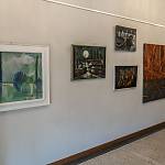 Kolín - radniční galerie, obrazy Z Polabí, Město s měsícem, Zdymadla na Labi, Město v noci a Na břehu Rýna (2018)