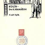 Kolín - památník Karla Kramáře, pamětní list (1938)
