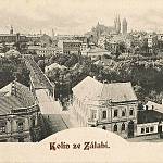 Kolín - zaniklý železný most z věže kostela sv. Víta (cca 1920, SOkA Kolín)