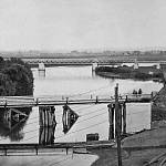Kolín - dřevěný most při pohledu od města (mezi léty 1870-78)