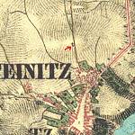 Týnec nad Labem - křížek ve Vodárenské ulici (II. vojenské Františkovo mapování 1836-52)