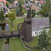 Kostel sv. bartoloměje v kočí z ptačí perspektivy